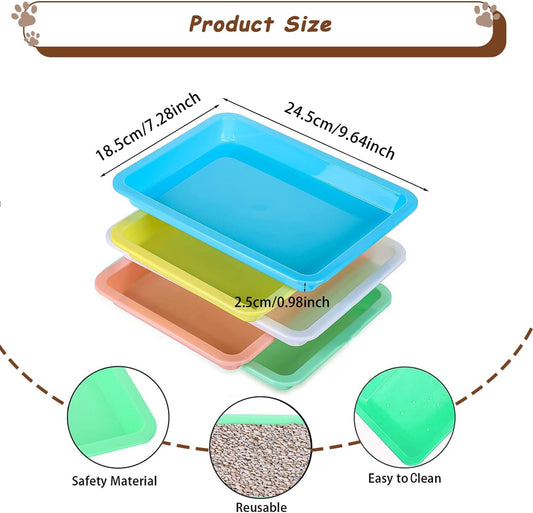 10 Pcs Small Litter Box for Kittens,Plastic Portable Small Litter Pan Waterproof Bunny Cat Litter Box,Multi Color Durable Nonstick Litter Tray Travel Toilet for Small Pet Guinea Pig Rabbit Low Entry