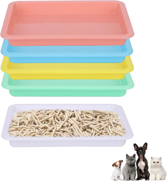 5pcs Shallow Cat Litter Boxes - Plastic Cat Litter Trays & Pans for Indoor Kittens (5 Colors)