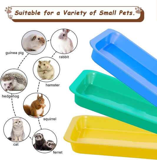 3 Pcs Kitten Litter Box,9.6" Plastic Portable Small Litter Pan Low Entry Waterproof Bunny Cat Litter Box,Multi Color Nonstick Litter Tray Travel Toilet for Small Pet Guinea Pig Rabbit